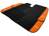 Black Floor Mats For Rolls Royce Shadow 1965-1977 With Orange Alcantara Leather - AutoWin
