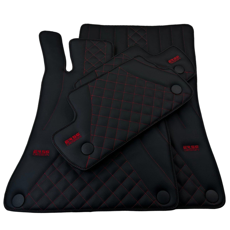 Black Leather Floor Mats For Mercedes Benz E-Class W211 Sedan (2002-2009) | ER56 Design - AutoWin