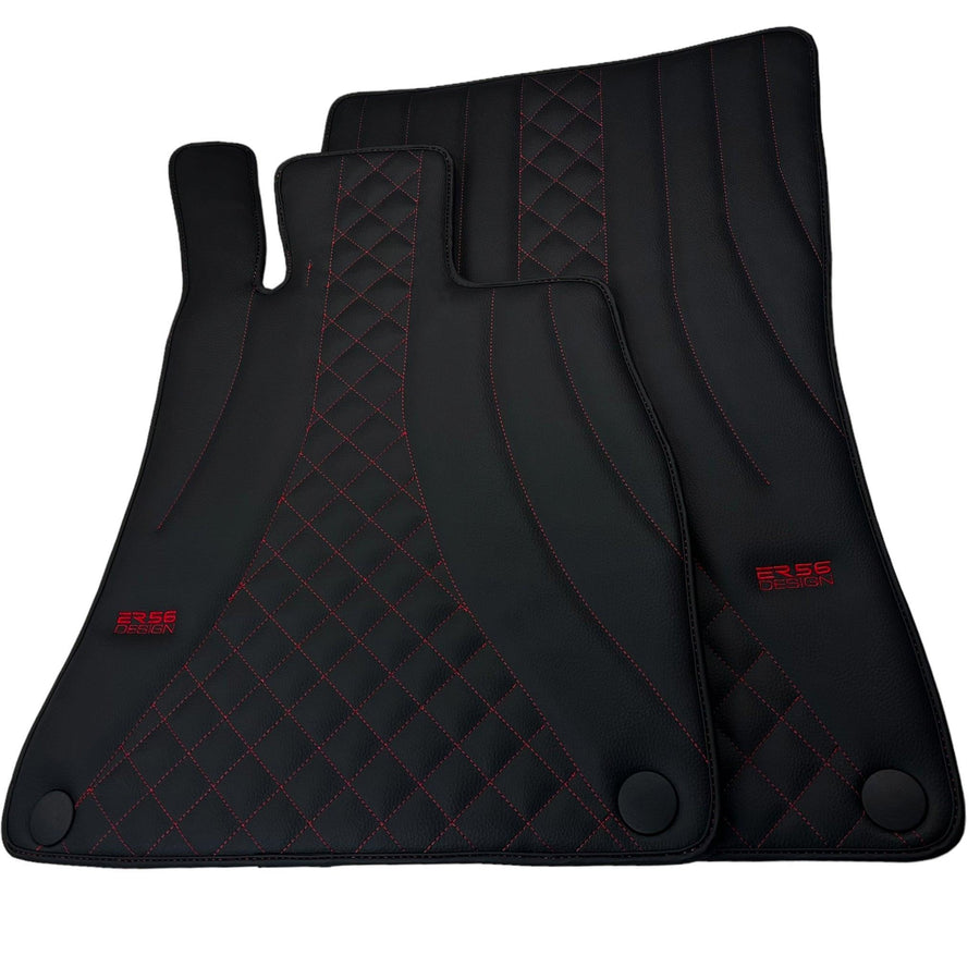 Black Leather Floor Mats For Mercedes Benz E-Class W211 Sedan (2002-2009) | ER56 Design - AutoWin