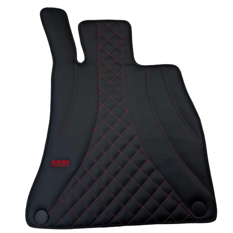 Black Leather Floor Mats For Mercedes Benz E-Class W211 Sedan (2002-2009) | ER56 Design - AutoWin
