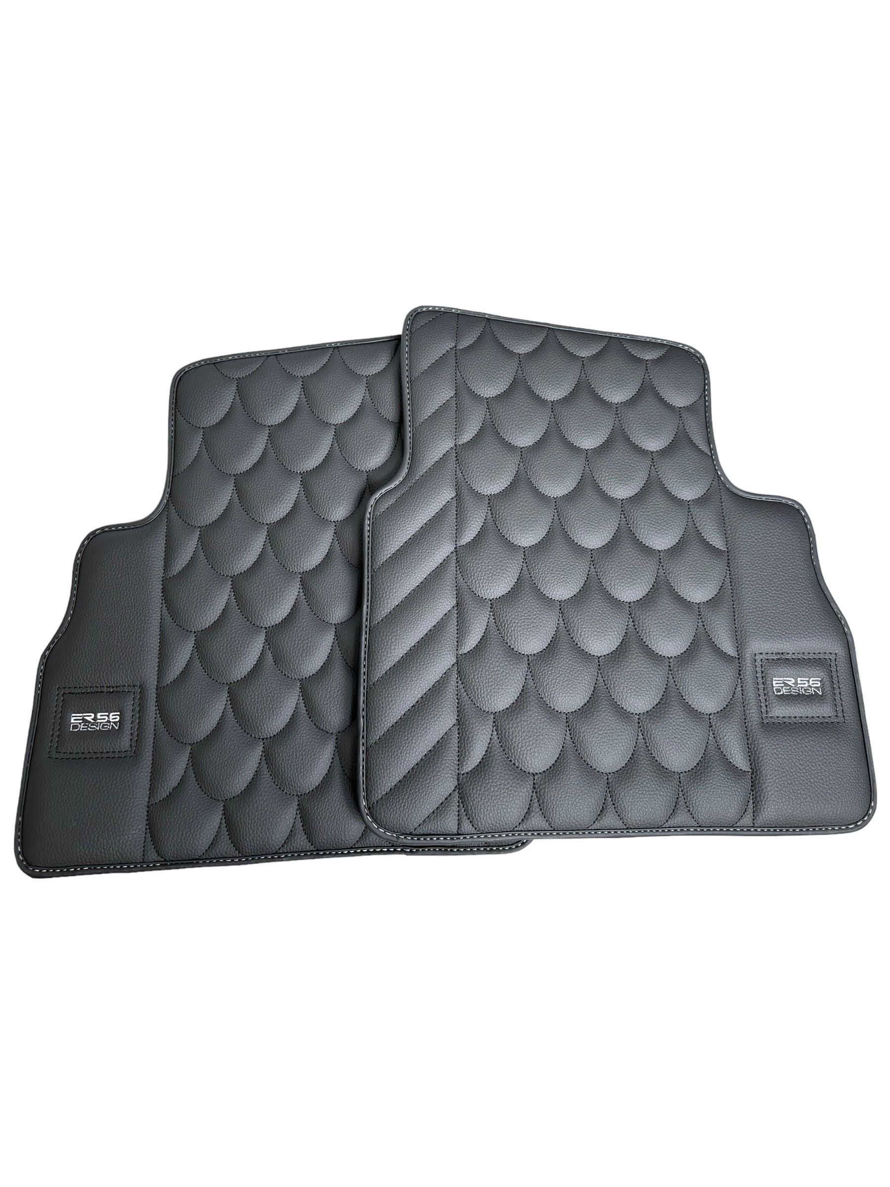 Black Leather Floor Mats For Mercedes-Benz G Class 2019-2022 W463 ER56 Design - AutoWin