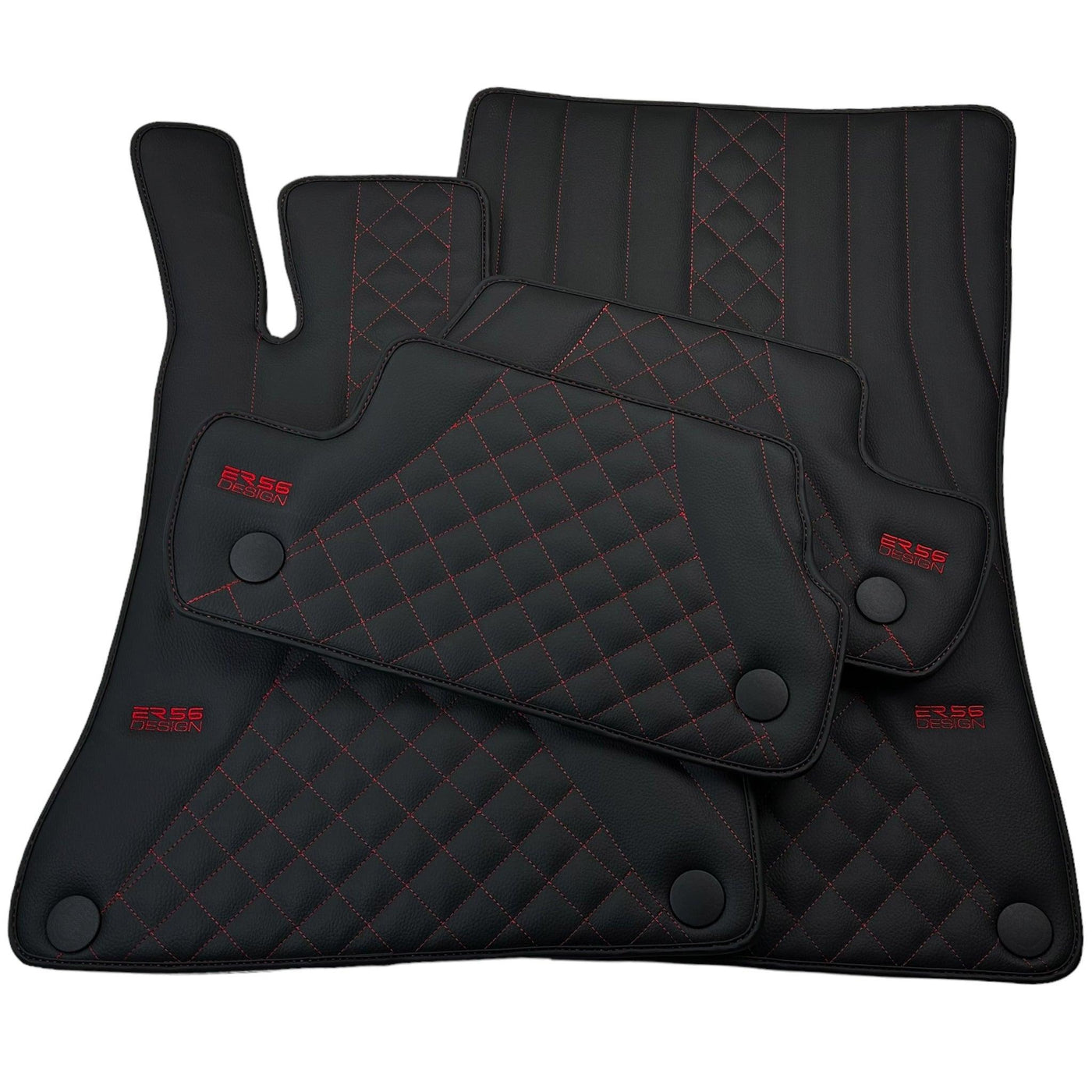 Black Leather Floor Mats For Mercedes Benz GLE-Class C167 Coupe (2020-2023) | ER56 Design - AutoWin