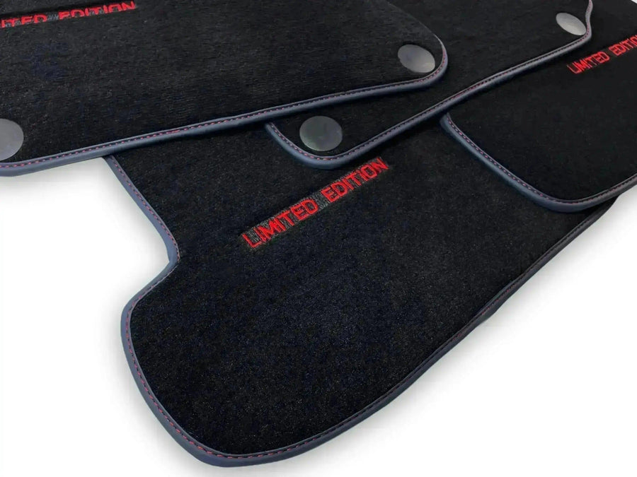 Black Leather Floor Mats For Mercedes Benz GLK-Class X204 (2012-2015) | ER56 Design - AutoWin
