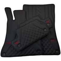 Black Leather Floor Mats For Mercedes Benz GLS-Class X166 (2016-2019) | ER56 Design - AutoWin