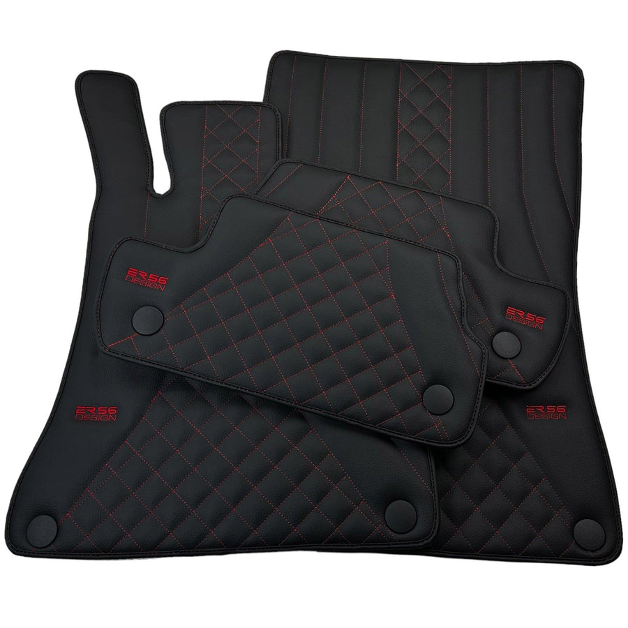 Black Leather Floor Mats For Mercedes Benz S-Class A217 Convertible (2014-2023) | ER56 Design - AutoWin