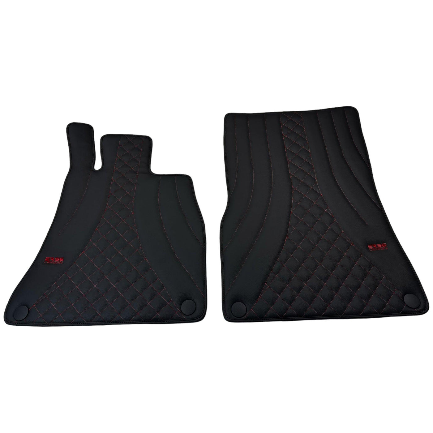 Black Leather Floor Mats For Mercedes Benz S-Class W223 (2020-2023) Short Wheelbase | ER56 Design - AutoWin