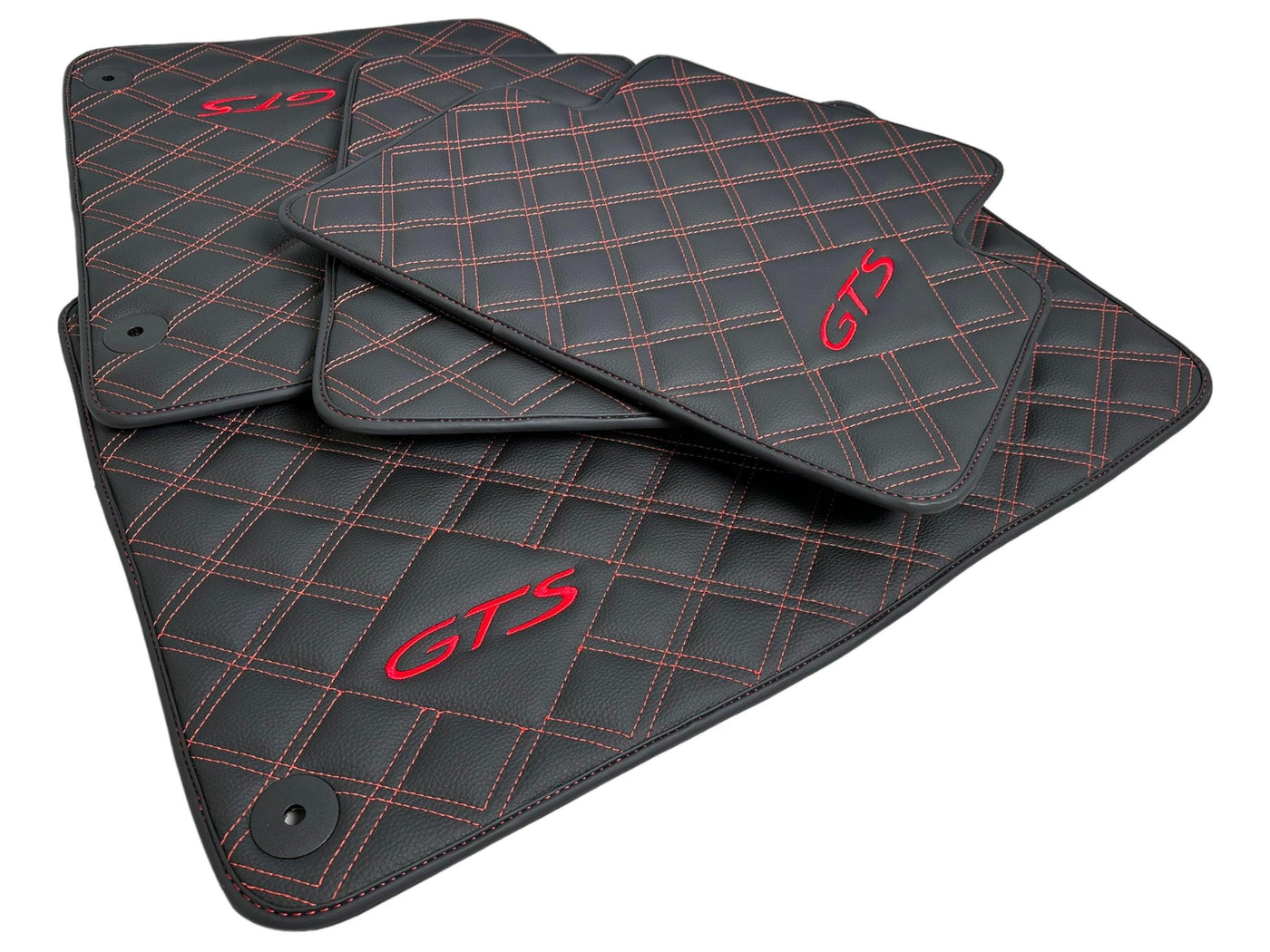 Black Leather Floor Mats for Porsche Macan GTS - AutoWin