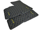 Black Leather Floor Mats for Porsche Macan GTS Yellow Sewing - AutoWin