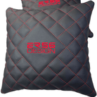 Black Leather Pillows ER56 Design Set of 2 Red Sewing - AutoWin