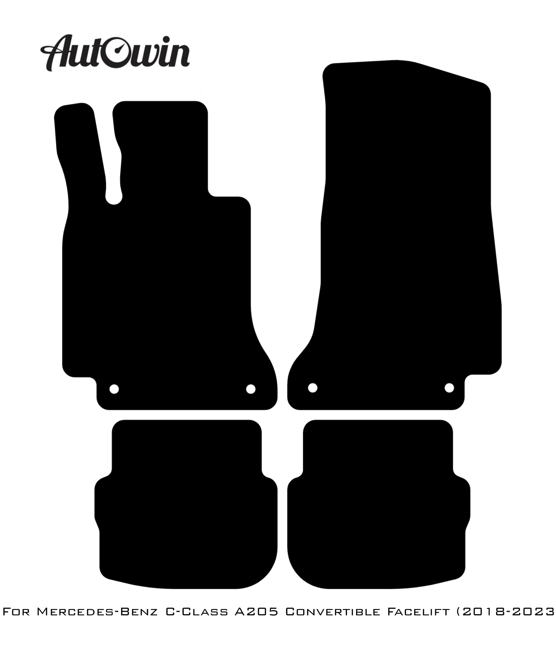 Black Luxury Floor Mats For Mercedes Benz C-Class A205 Convertible Facelift (2018-2023) | ER56 Design - AutoWin