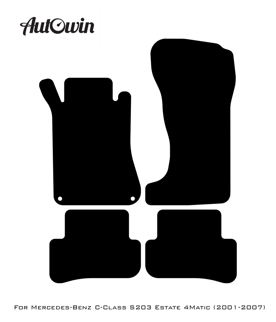 Black Luxury Floor Mats For Mercedes Benz C-Class S203 Estate 4Matic (2001-2007) | ER56 Design - AutoWin