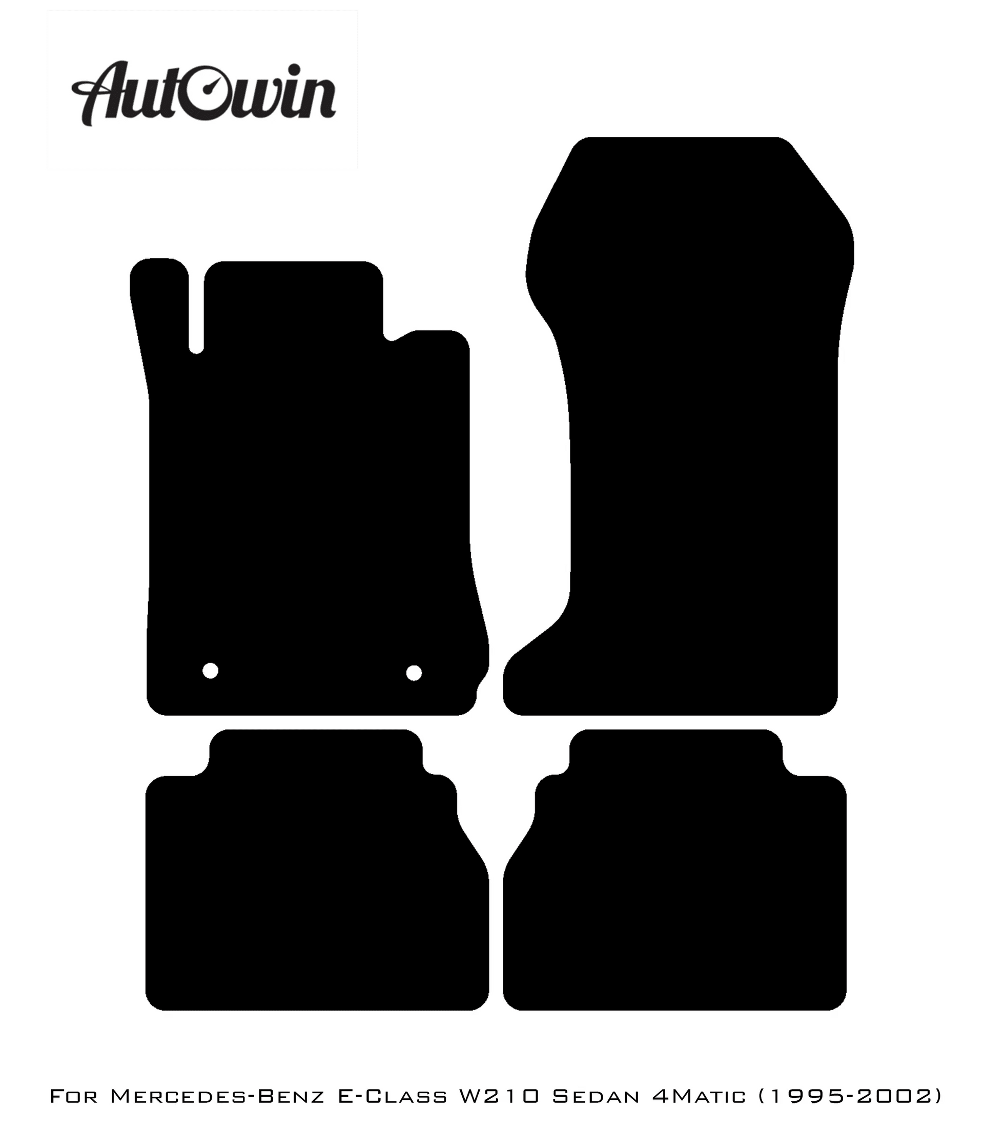 Black Luxury Floor Mats For Mercedes Benz E-Class W210 Sedan 4Matic (1995-2002) | ER56 Design - AutoWin