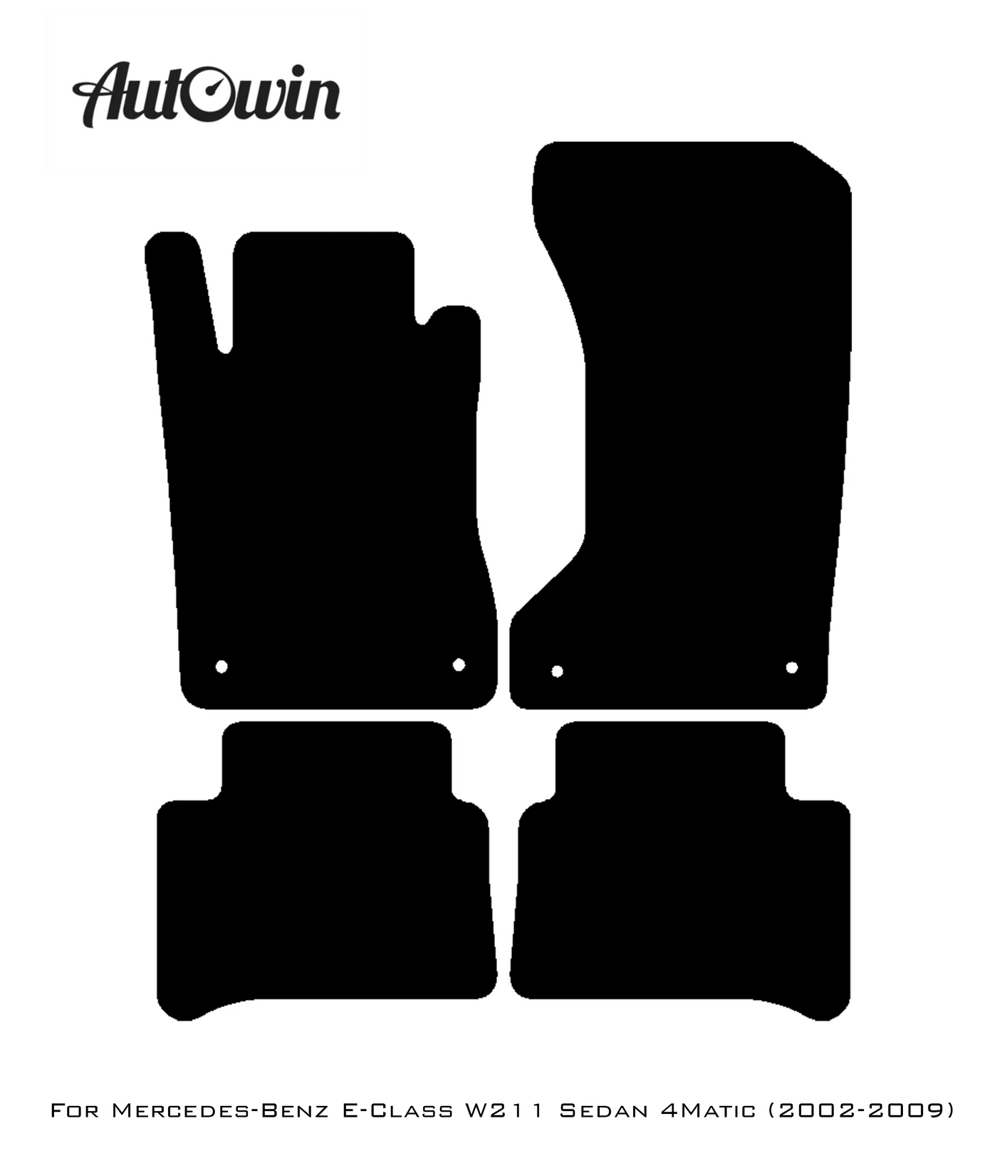 Black Luxury Floor Mats For Mercedes Benz E-Class W211 Sedan 4Matic (2002-2009) | ER56 Design - AutoWin