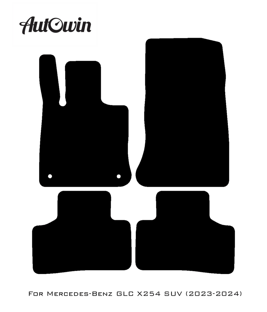 Black Luxury Floor Mats For Mercedes Benz GLC-Class X254 SUV (2023-2024) | ER56 Design - AutoWin