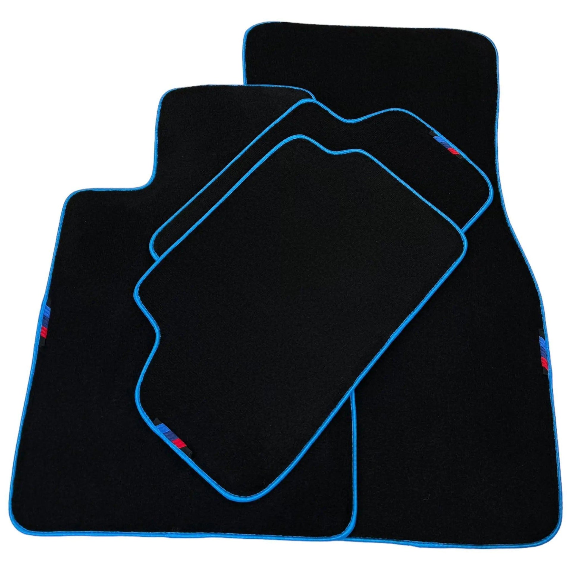 Black Mats For BMW 3 Series E46 Convertible | Sky Blue Trim - AutoWin