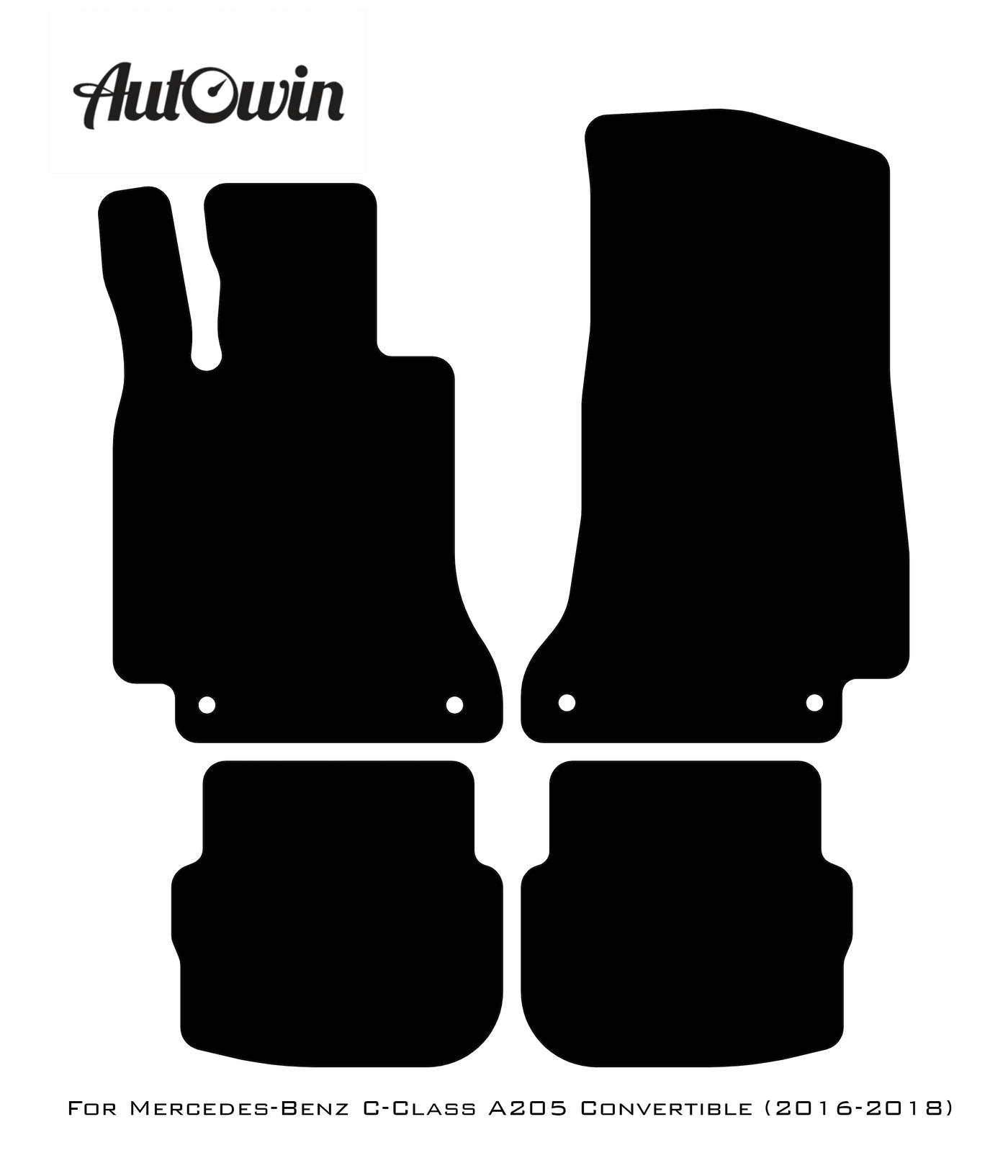 Black Sheepskin Floor Mats For Mercedes Benz C-Class A205 Convertible (2016-2018) | ER56 Design - AutoWin