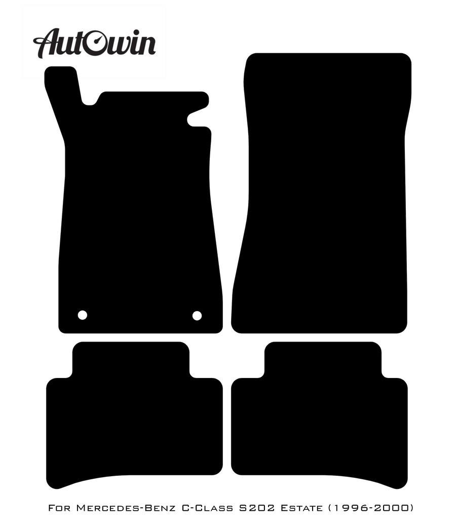 Black Sheepskin Floor Mats For Mercedes Benz C-Class S202 Estate (1996-2000) | ER56 Design - AutoWin