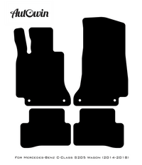 Black Sheepskin Floor Mats For Mercedes Benz C-Class S205 Wagon (2014-2018) | ER56 Design - AutoWin