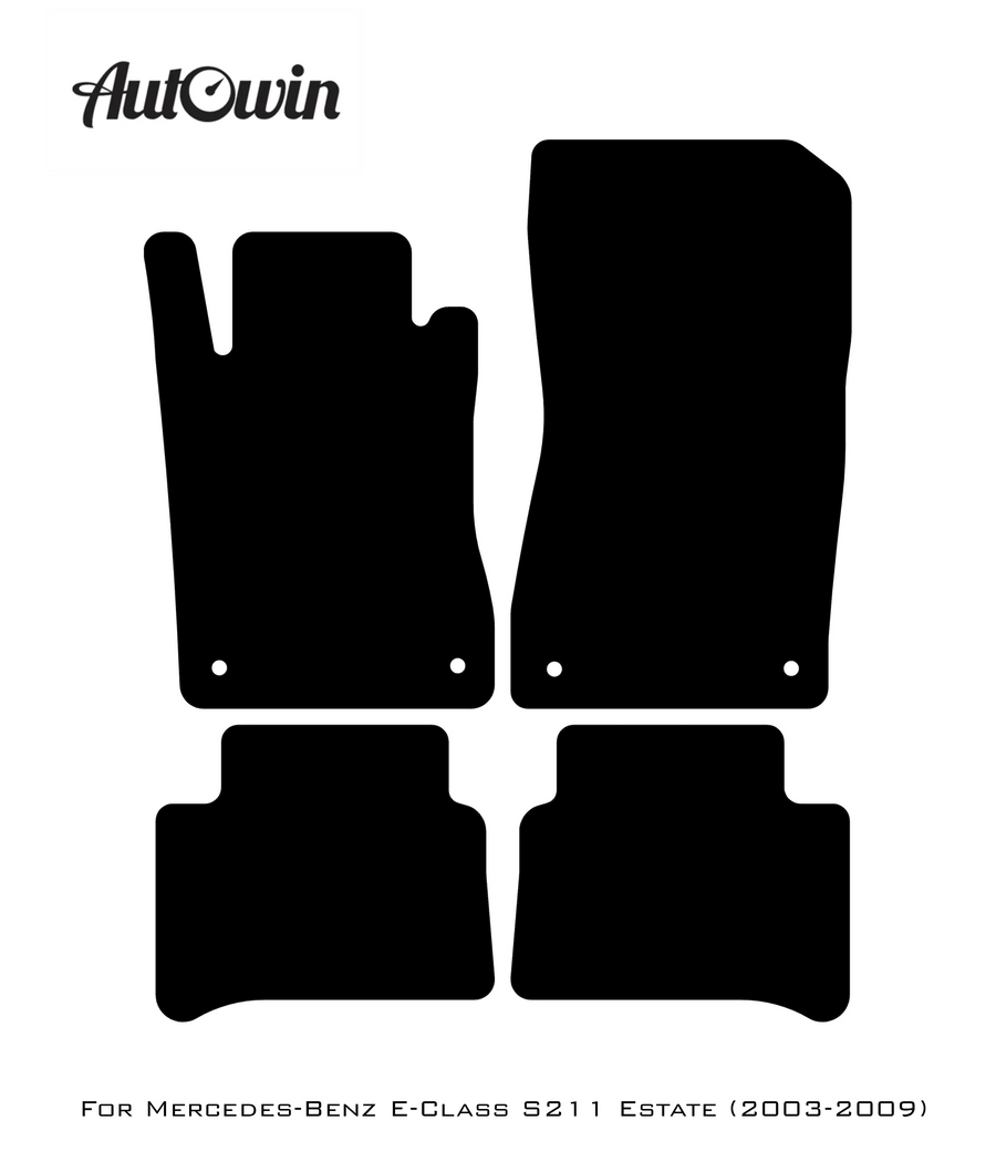Black Sheepskin Floor Mats For Mercedes Benz E-Class S211 Estate (2003-2009) | ER56 Design - AutoWin