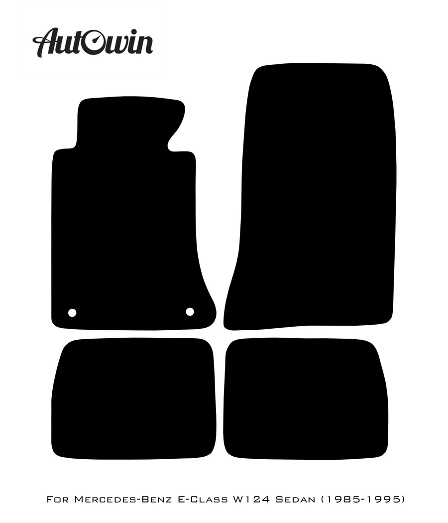 Black Sheepskin Floor Mats For Mercedes Benz E-Class W124 Sedan (1985-1995) | ER56 Design - AutoWin