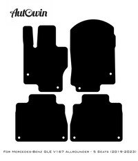 Black Sheepskin Floor Mats For Mercedes Benz GLE-Class V167 Allrounder - 5 Seats (2019-2023) | ER56 Design - AutoWin