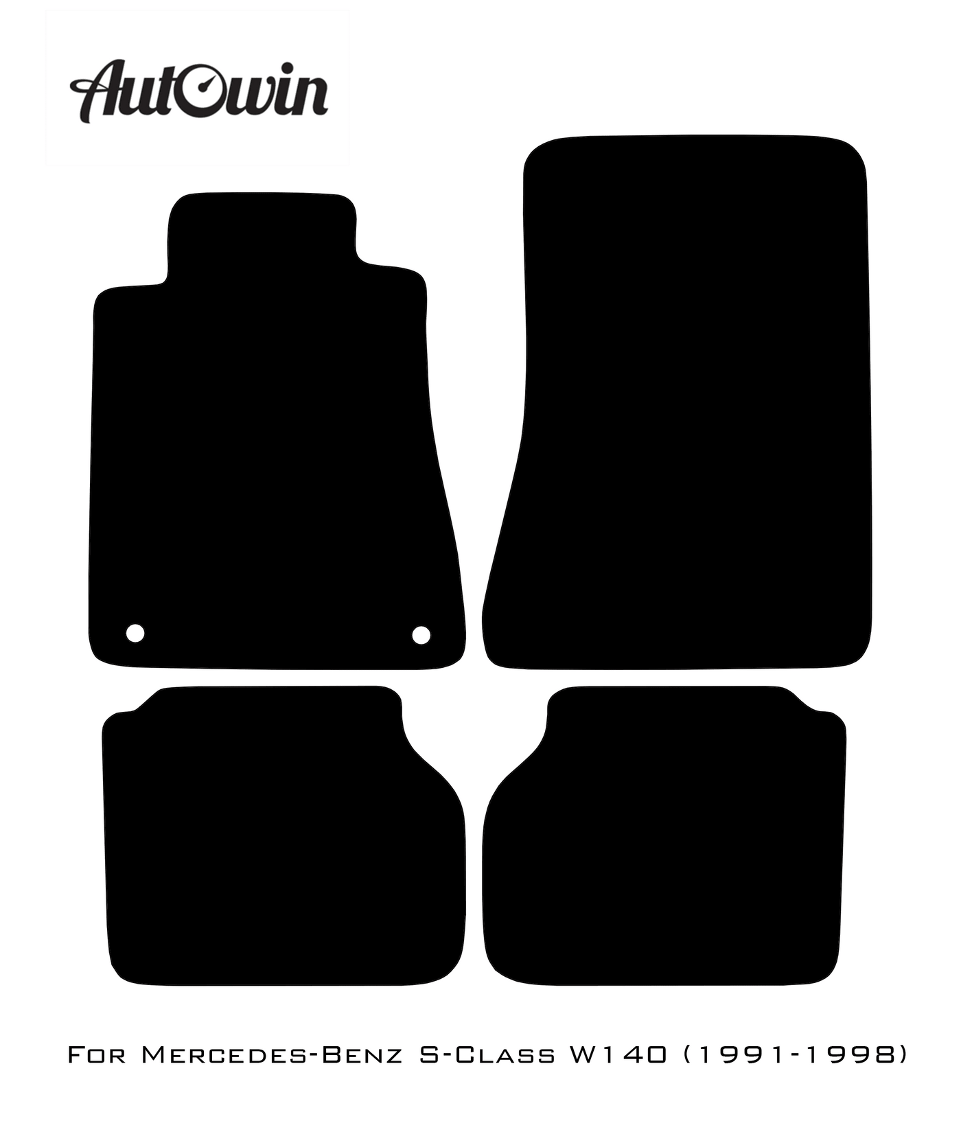Black Sheepskin Floor Mats For Mercedes Benz S-Class W140 (1991-1998) | ER56 Design - AutoWin