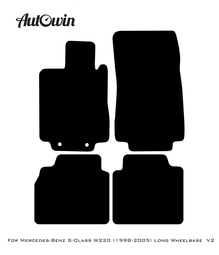Black Sheepskin Floor Mats For Mercedes Benz S-Class W220 (1998-2005) Long Wheelbase | ER56 Design - AutoWin