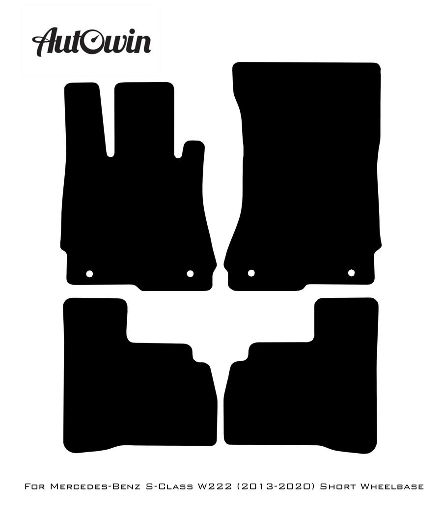 Black Sheepskin Floor Mats For Mercedes Benz S-Class W222 (2013-2020) Short Wheelbase | ER56 Design - AutoWin
