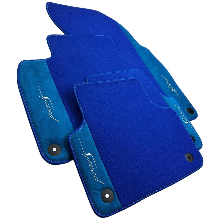 Blue Floor Mats For Bentley Mulsanne (2010-2020) with Alcantara Leather - AutoWin