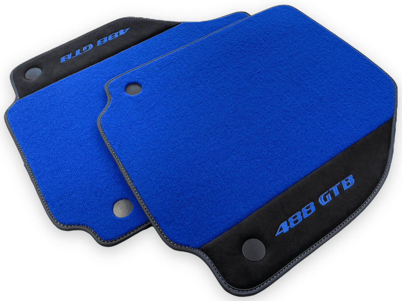 Blue Floor Mats For Ferrari 488 GTB 2016-2022 Carpets With Alcantara Leather - AutoWin
