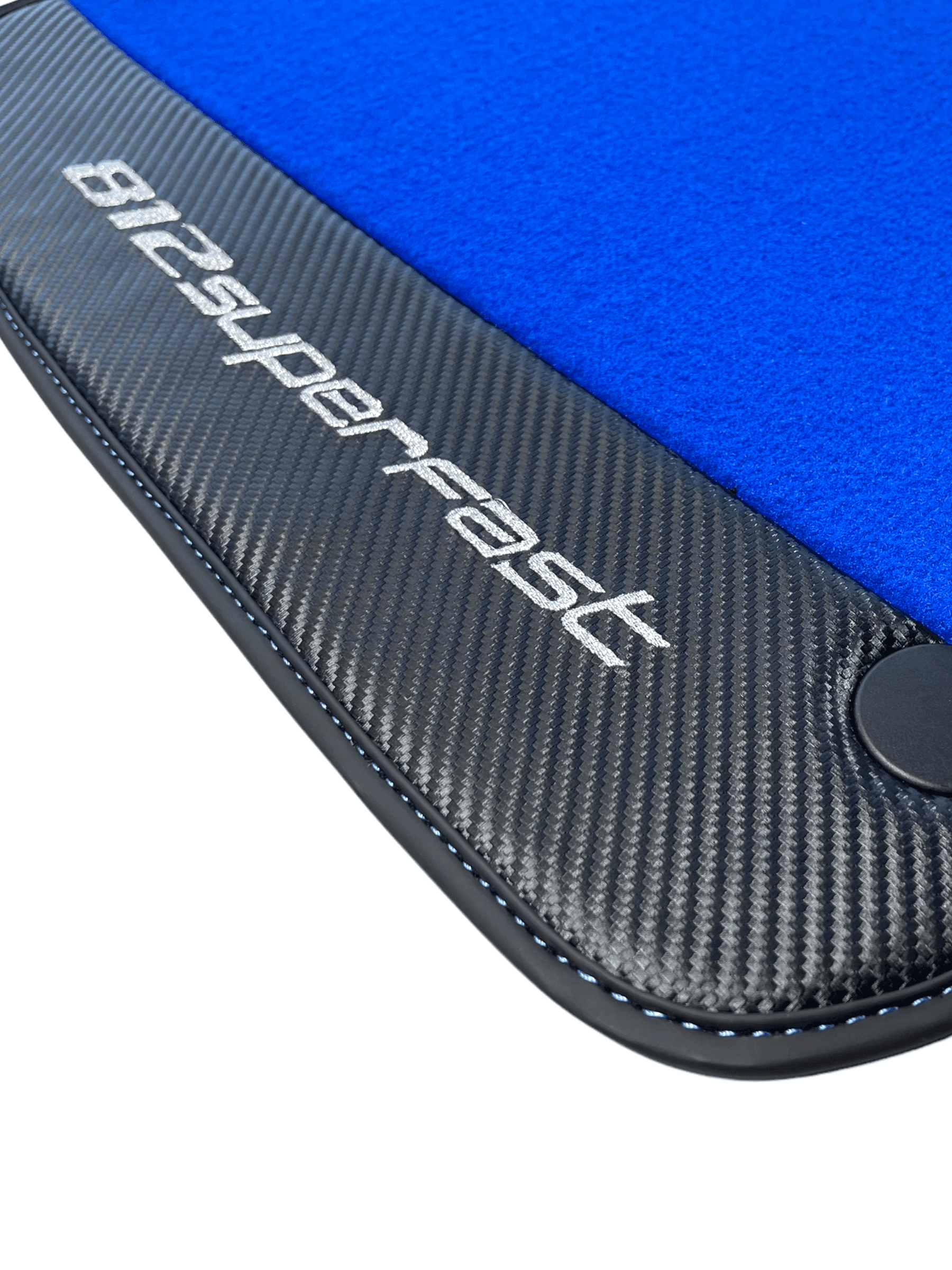 Blue Floor Mats For Ferrari 812 Superfast With Carbon Fiber Leather - AutoWin