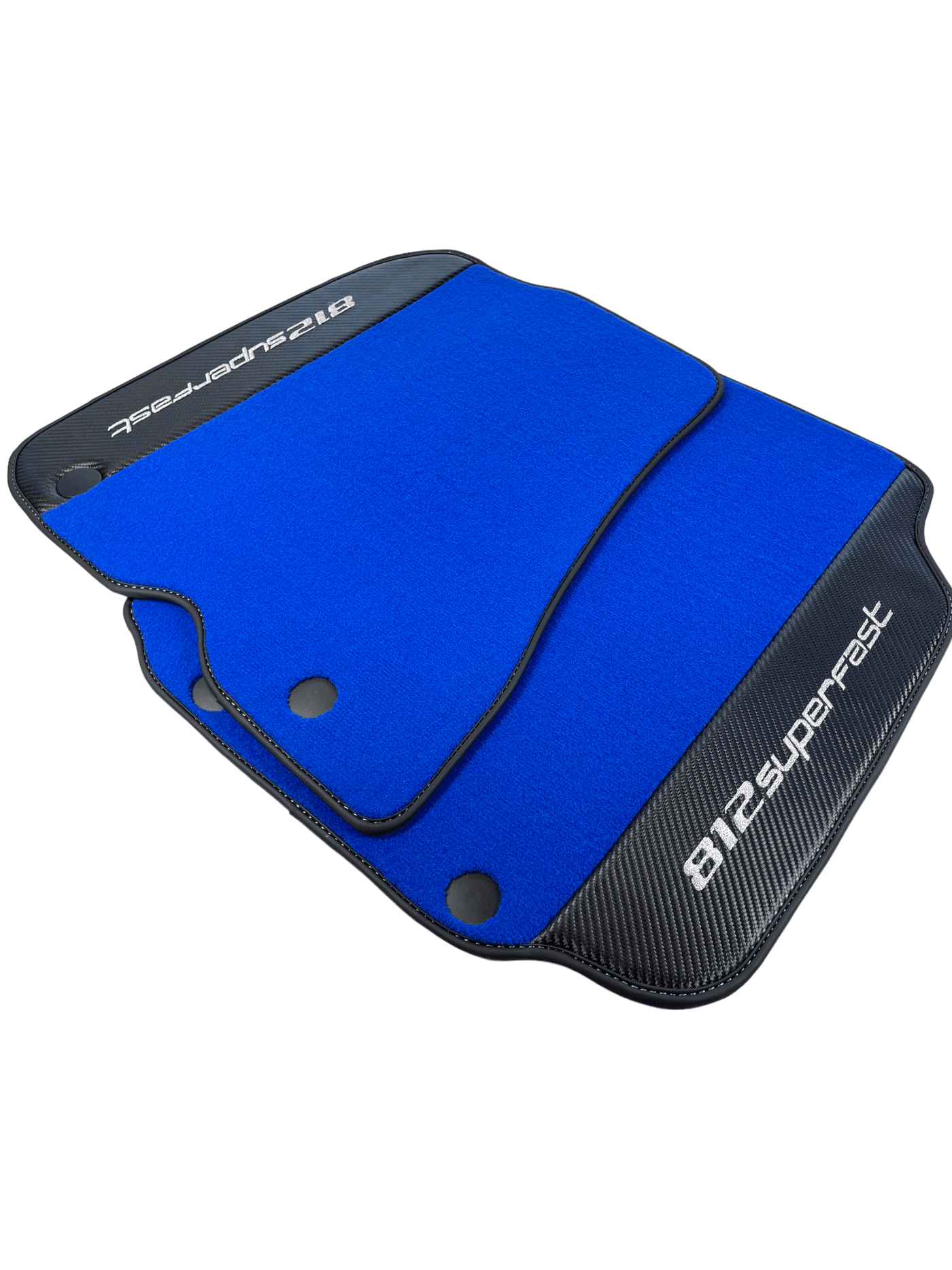 Blue Floor Mats For Ferrari 812 Superfast With Carbon Fiber Leather - AutoWin