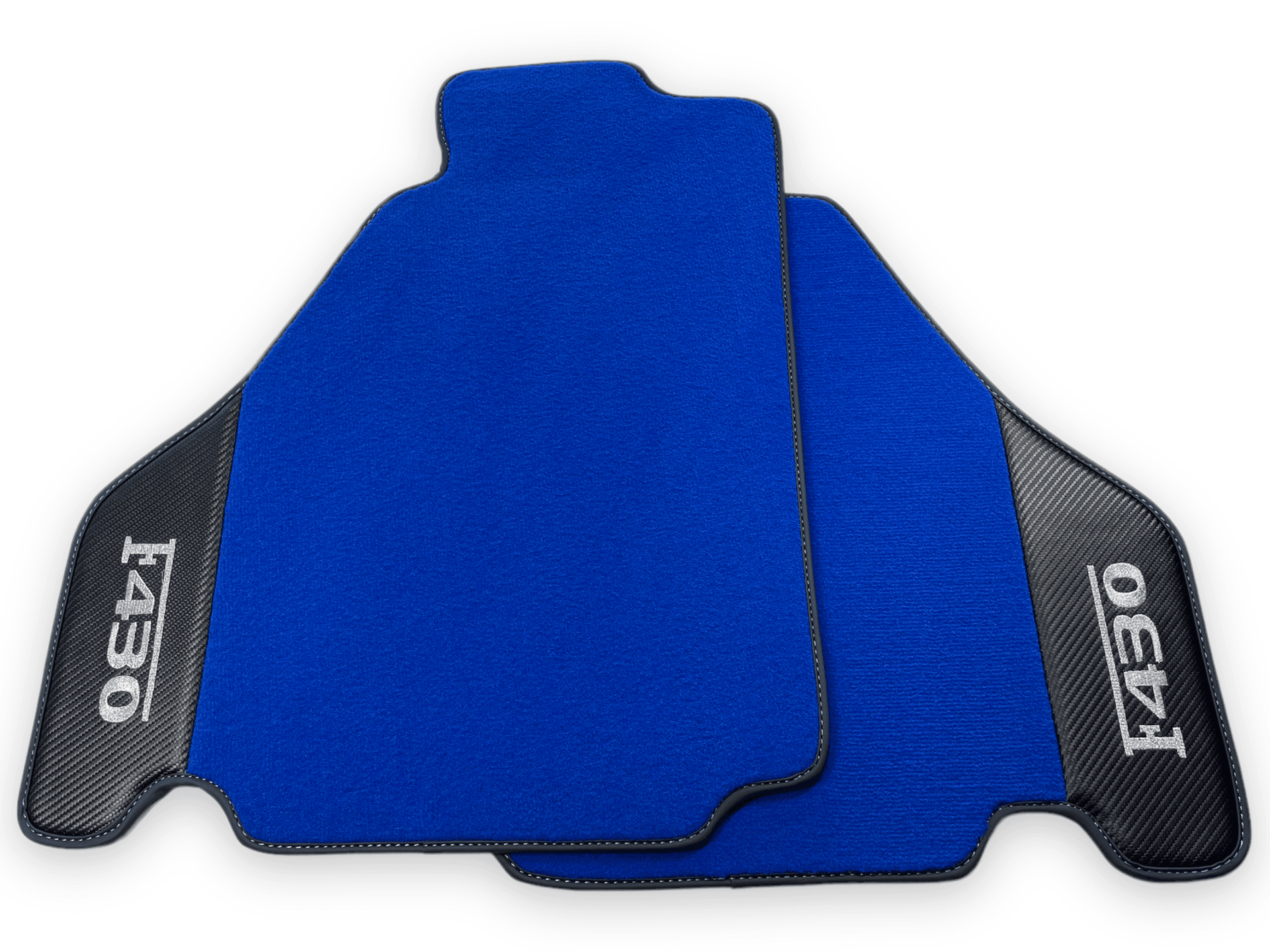 Blue Floor Mats For Ferrari F430 2004-2009 With Carbon Fiber Leather - AutoWin