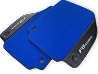 Blue Floor Mats For Ferrari F8 Spider 2019-2022 With Carbon Fiber Leather - AutoWin