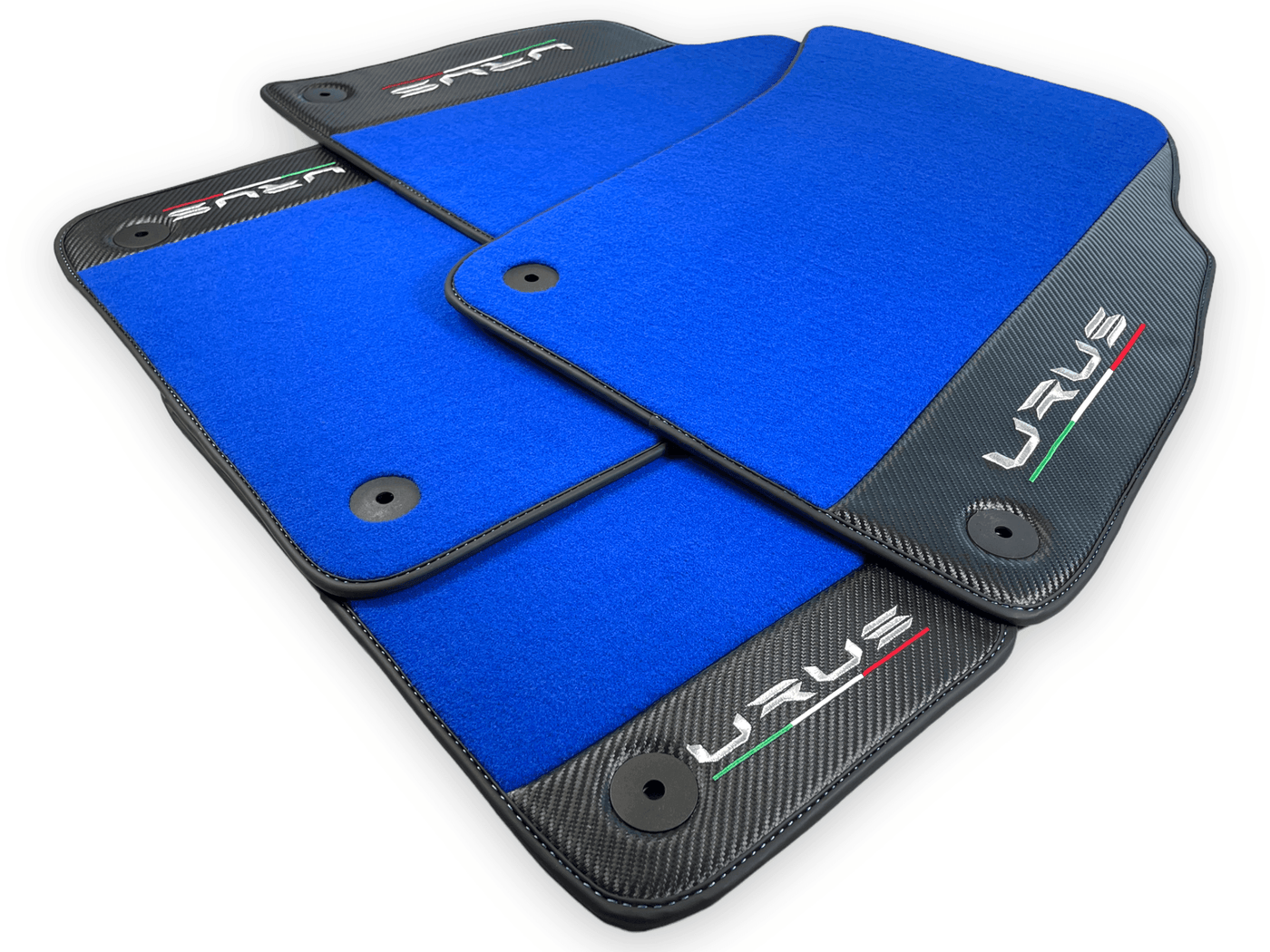 Blue Floor Mats For Lamborghini Urus With Carbon Leather - AutoWin