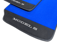 Blue Floor Mats For Tesla Model S With Alcantara Leather - AutoWin
