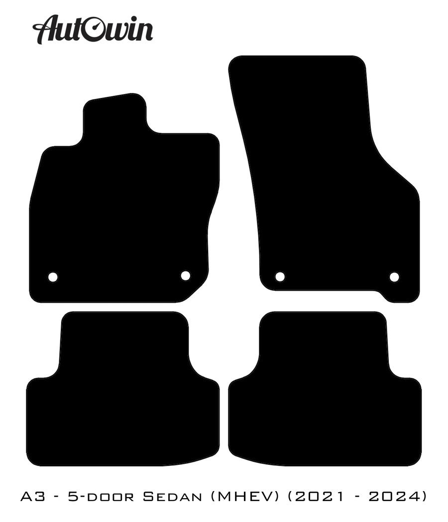Dark Blue Floor Mats for Audi A3 - 5-door Sedan (MHEV) Mild Hybrid Electric Vehicle (2021 - 2024) | ER56 Design - AutoWin