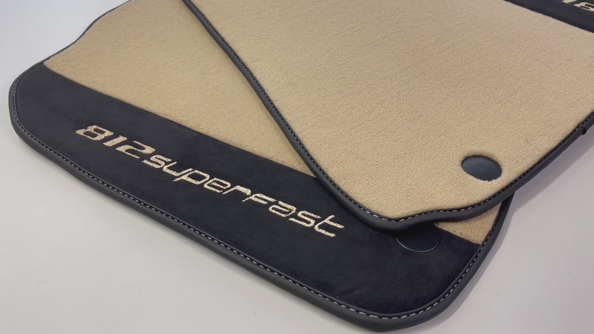 Beige Floor Mats For Ferrari 812 Superfast With Alcantara Leather - AutoWin