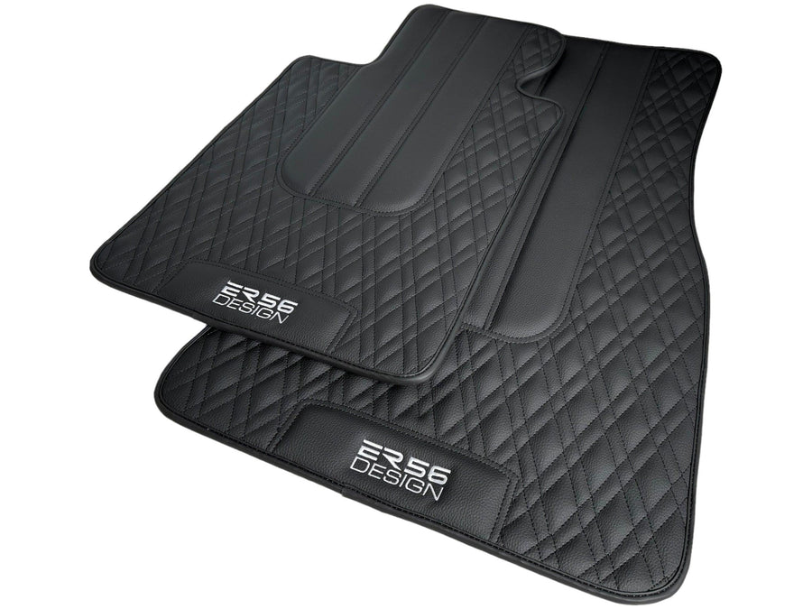 Floor Mats For BMW 3 Series E30 4-doors Sedan Black Leather Er56 Design - AutoWin