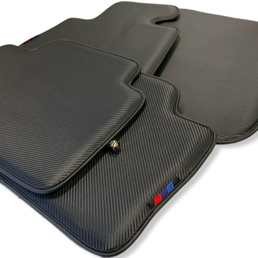 Floor Mats For BMW X6M F96 SUV Autowin Brand Carbon Fiber Leather - AutoWin