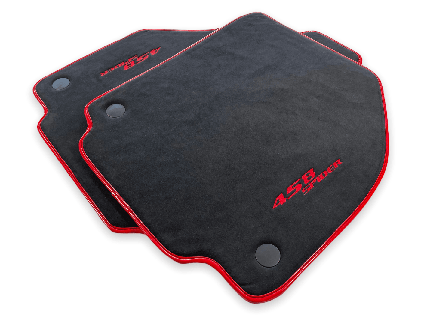 Floor Mats For Ferrari 458 Spider (2012-2015) Alcantara Leather Red Trim - AutoWin