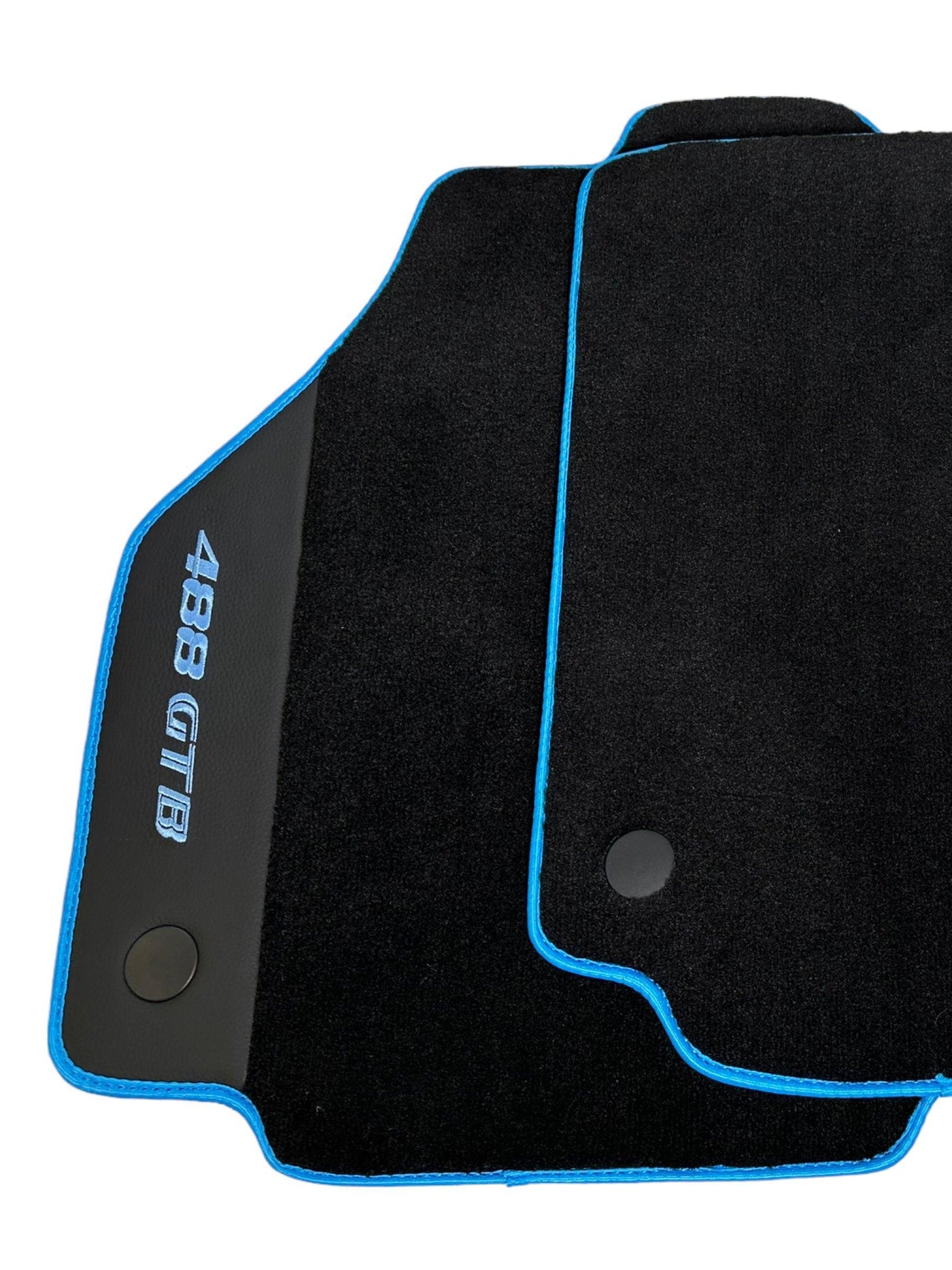 Floor Mats For Ferrari 488 GTB 2015-2022 Alcantara Leather Light Blue Trim - AutoWin