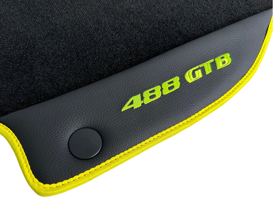 Floor Mats For Ferrari 488 GTB 2015-2022 Carpet With Leather - AutoWin