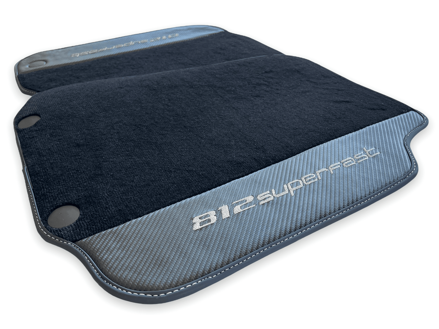 Floor Mats For Ferrari 812 Superfast Carbon Fiber And Black Carpet - AutoWin