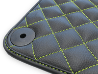 Black Leather Floor Mats for Lamborghini Huracan Perfomante | Green Stitching - AutoWin