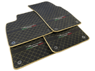 Floor Mats For Lamborghini Urus Performante Alcantara Leather Gold Trim - AutoWin