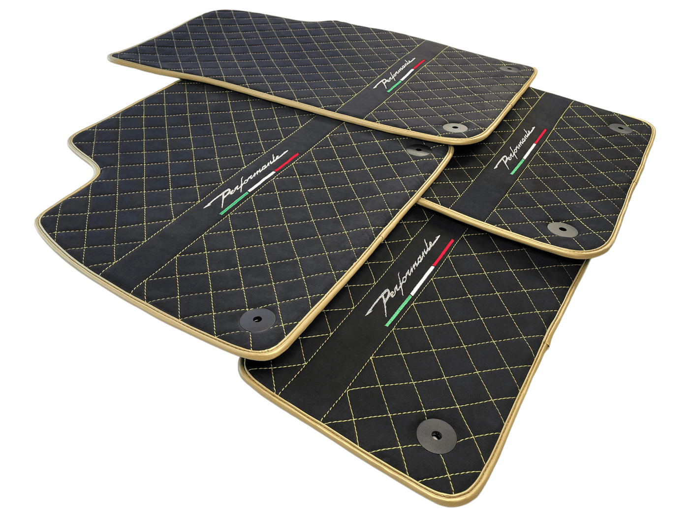 Floor Mats For Lamborghini Urus Performante Alcantara Leather Gold Trim - AutoWin