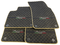 Floor Mats For Lamborghini Urus Performante Alcantara Leather Gold Trim - AutoWin