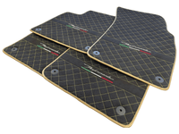 Floor Mats For Lamborghini Urus Performante Alcantara Leather Gold Trim - AutoWin