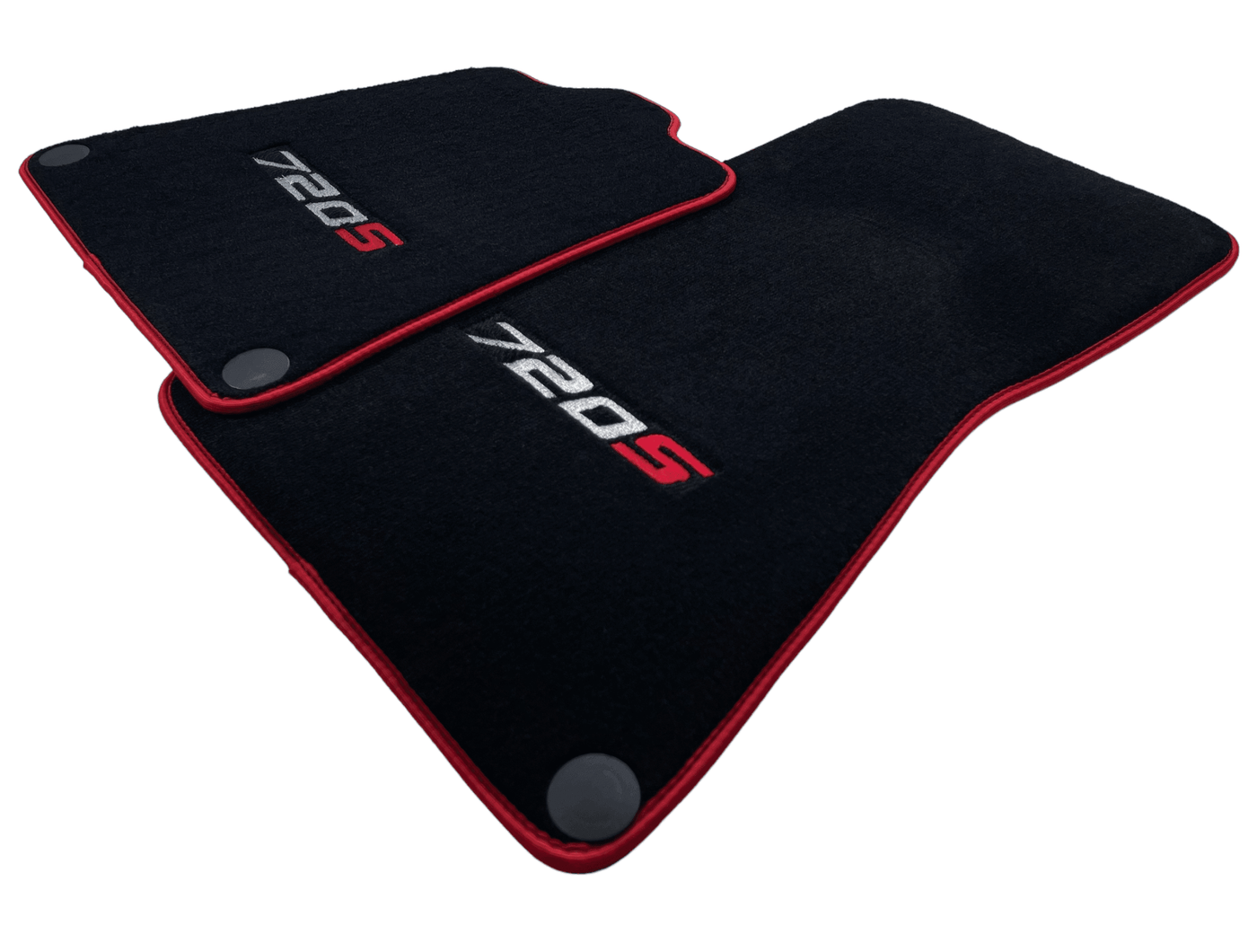 Floor Mats For McLaren 720S Black Tailored With Red Trim - AutoWin